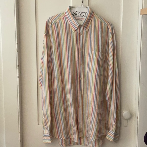 LINEN BLEND BUTTON DOWN SHIRT - Picture 3 of 12